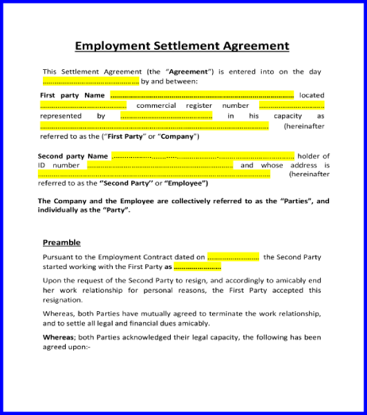 Employment Settlement Agreement 1