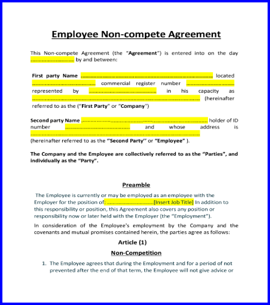 Non-Compete Agreement 1