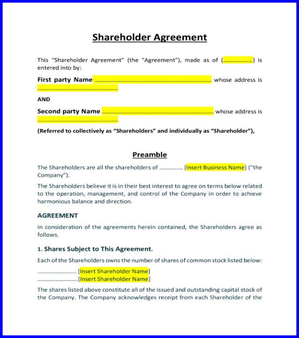 Sharholder agreement (1)